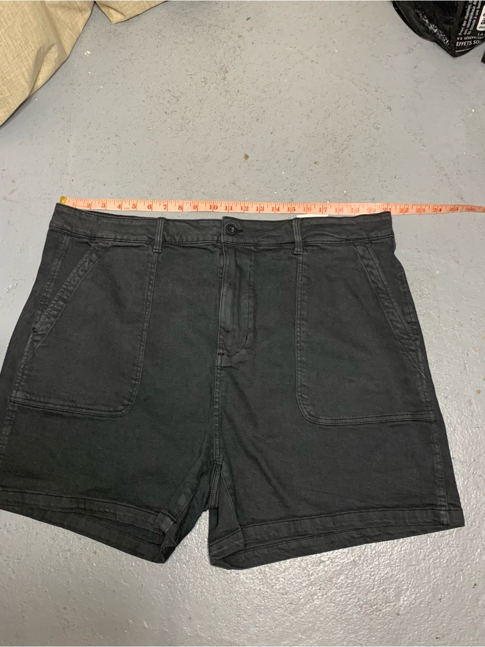 Dex SARA High-Rise Denim Shorts Sz 24 Washed Black Mom Utility Shorts 90s Style - Picture 8 of 12